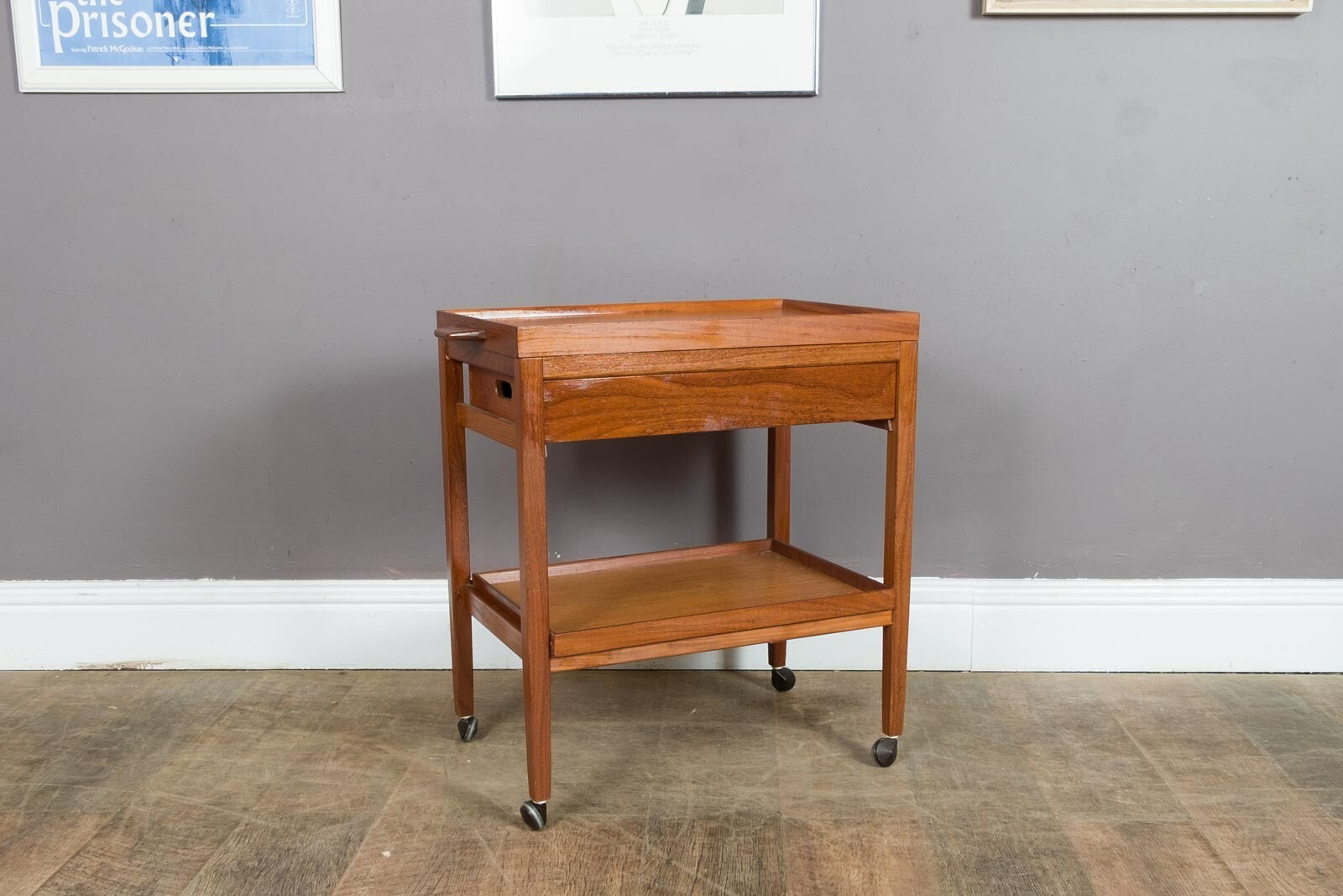 Vintage Mid Century Danish Teak Drinks Trolley Tea Trolley