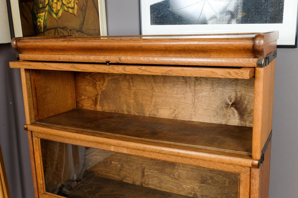 Antique Light Oak Stackable Barrister Bookcase Display Cabinet by Globe Wernicke