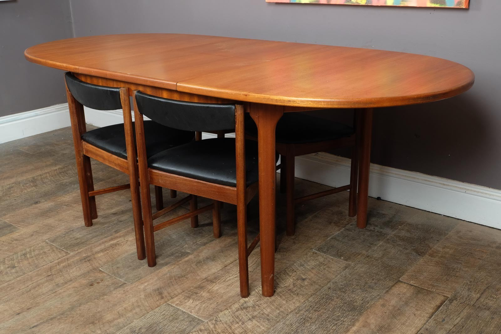 Vintage Retro Mcintosh Teak Oval Dining Table and 4 Tuck Under Chairs