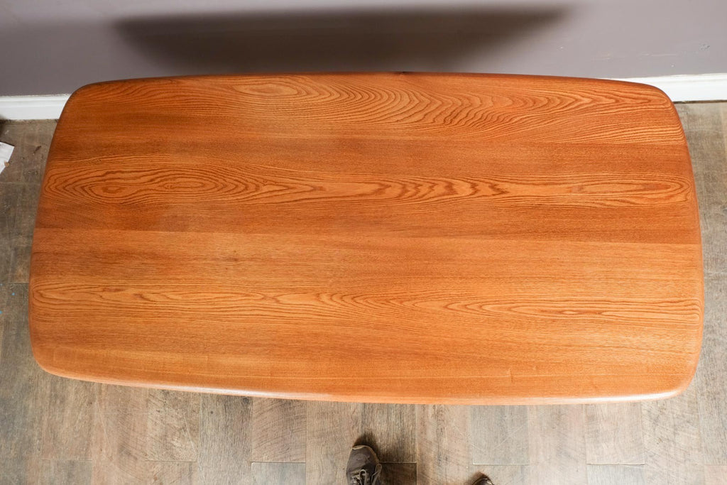 Vintage Retro Ercol Light Elm Plank Dining Table