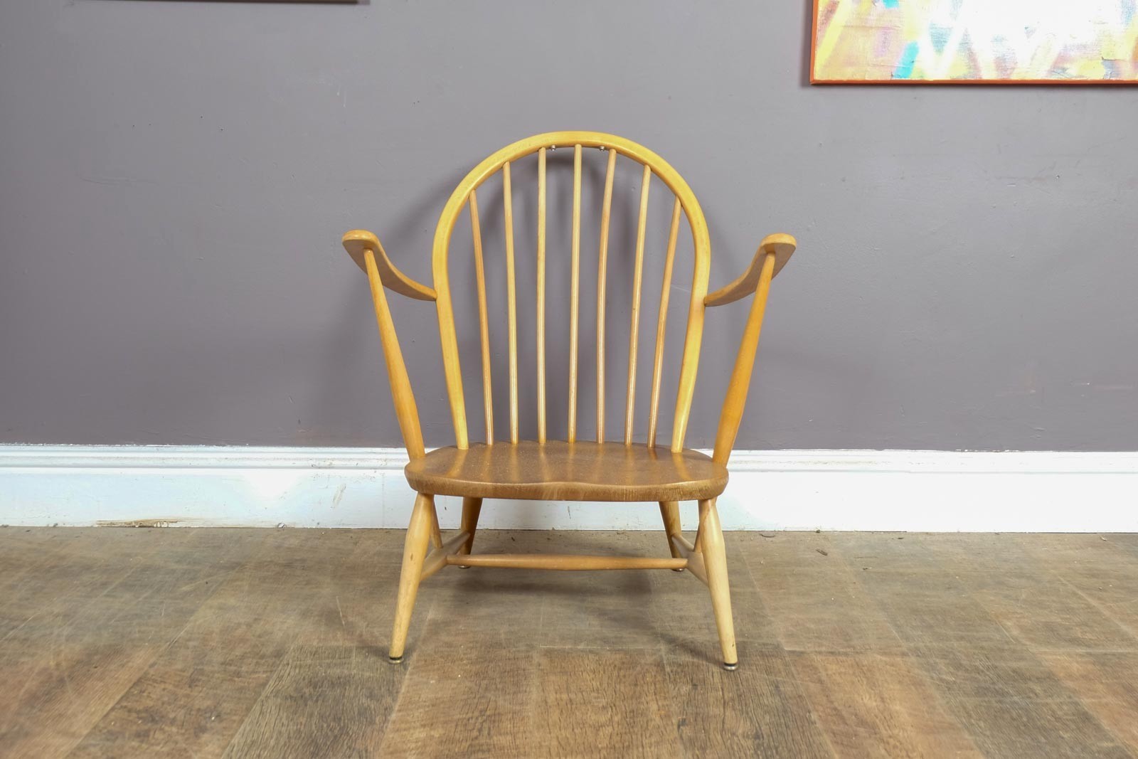 Vintage Retro Ercol Light Elm Windsor Arm Chair Model 305
