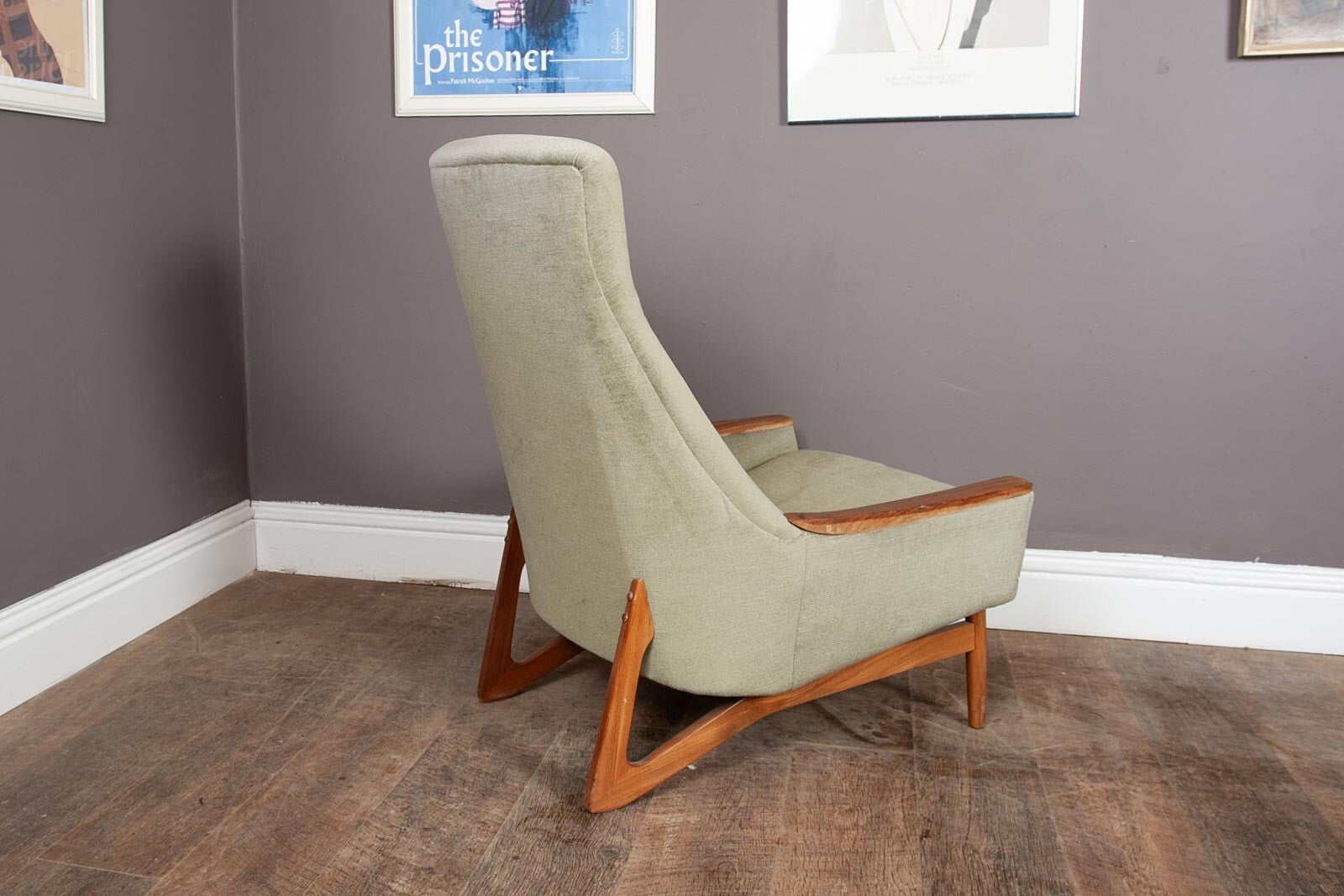 Vintage Mid Century Danish Style High Back Arm Chair