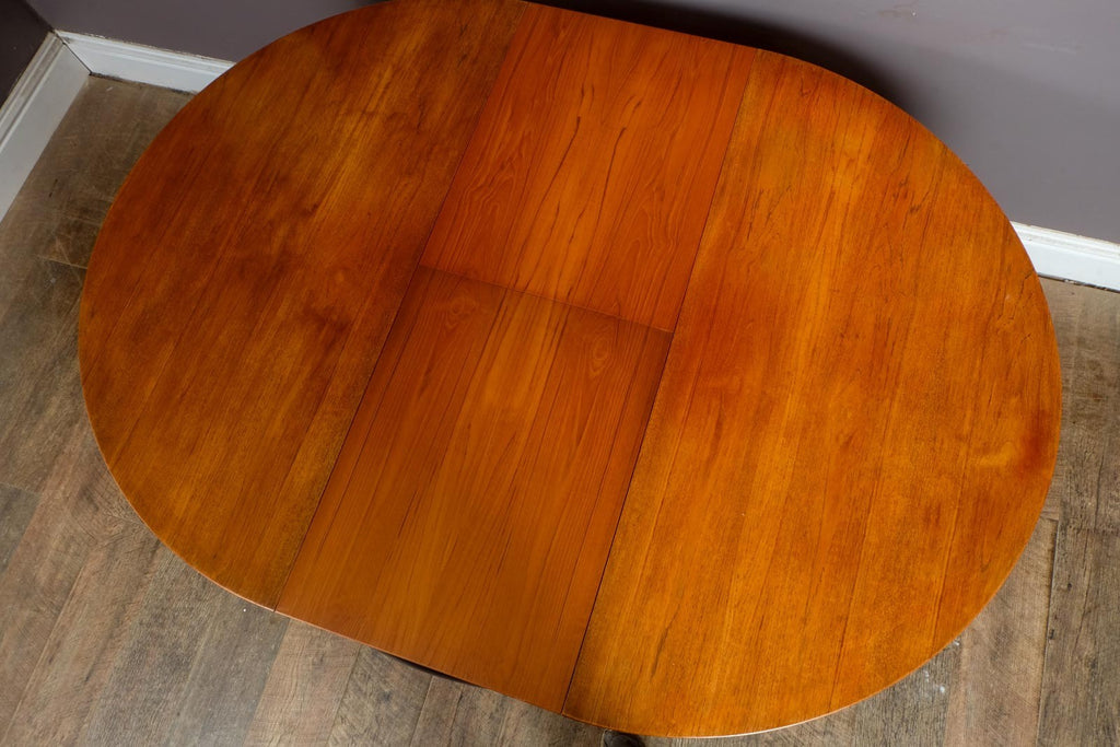 A H McIntosh Teak Extending Circular table and 4 Tuck Under Chairs