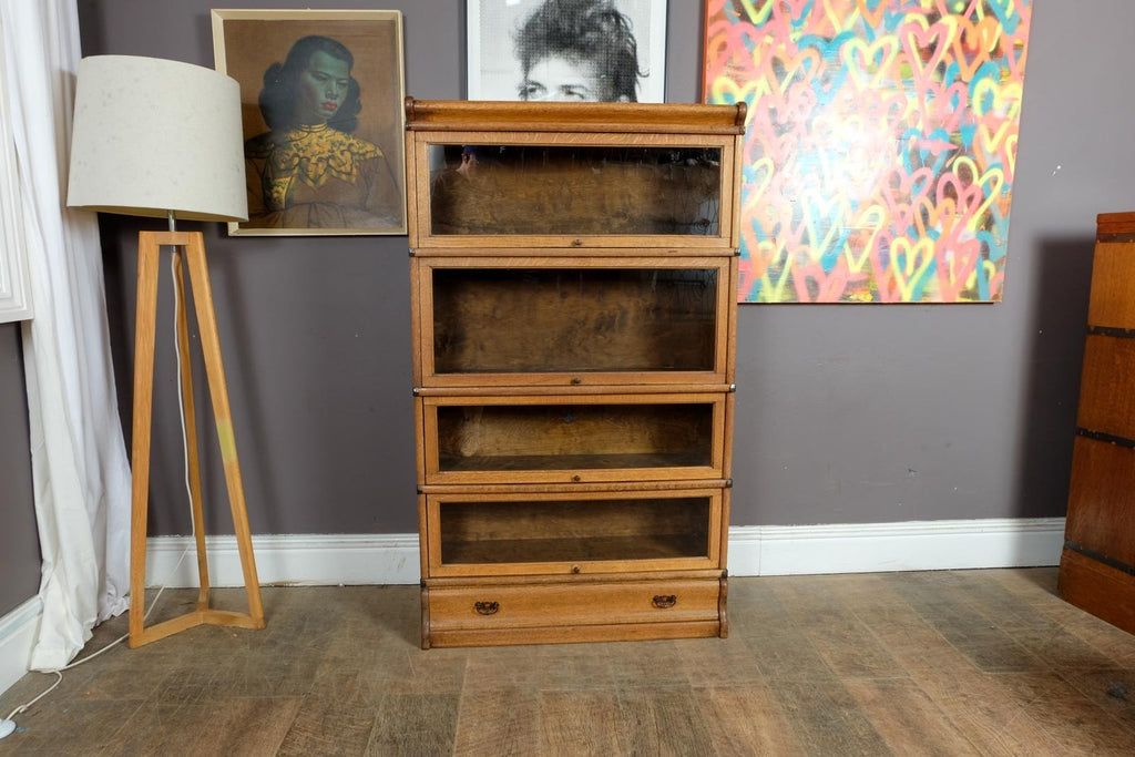 Antique Light Oak Stackable Barrister Bookcase Display Cabinet by Globe Wernicke