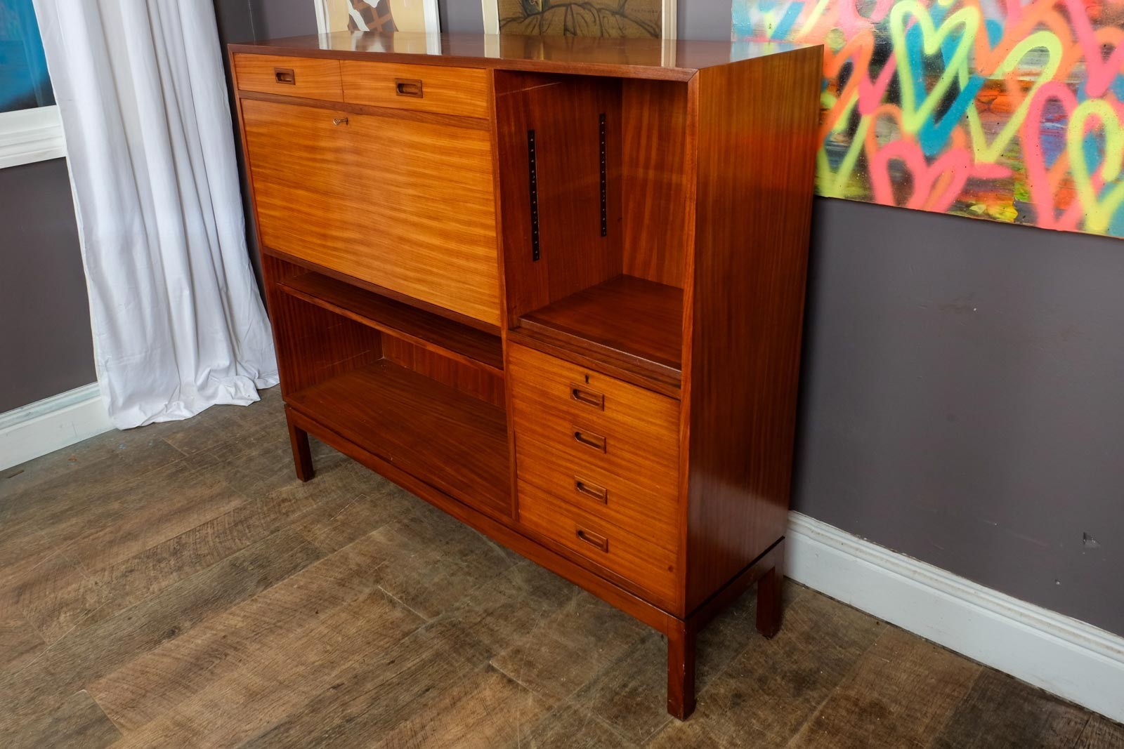 Vintage Retro MOD Highboard Sideboard Teak Desk Wall Unit