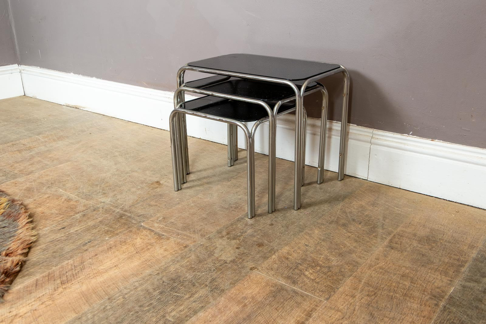 Vintage Retro Chrome and Glass Nesting Tables