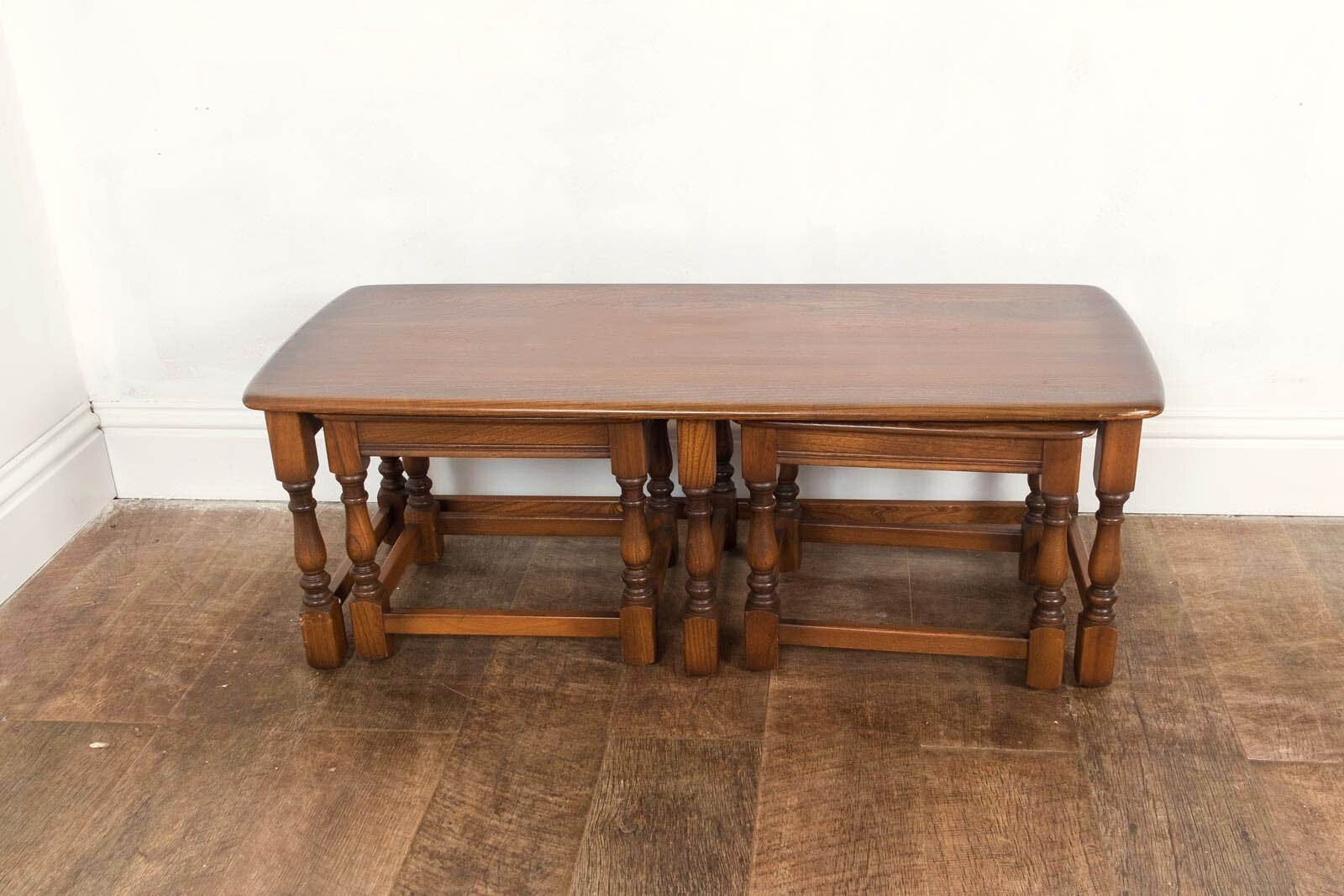 Vintage Retro Ercol Old Colonial Trinity Dark Elm Nest of Tables