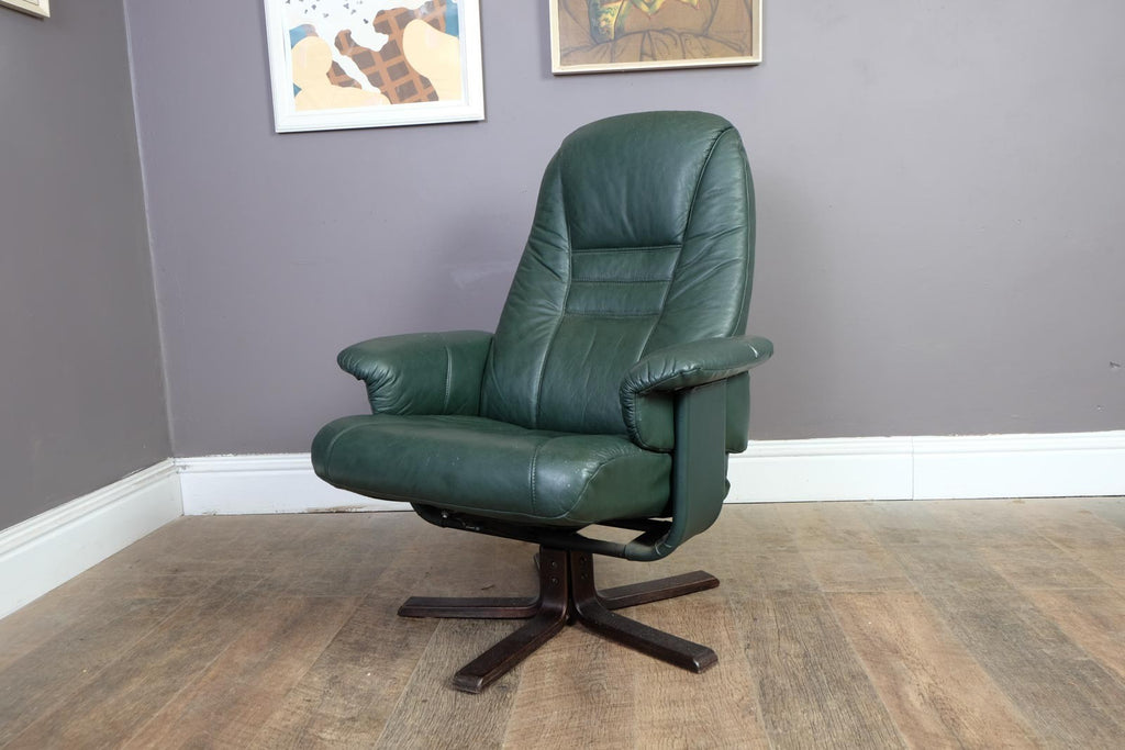 Vintage Retro Danish Reclining Armchair and Footstool by Unico