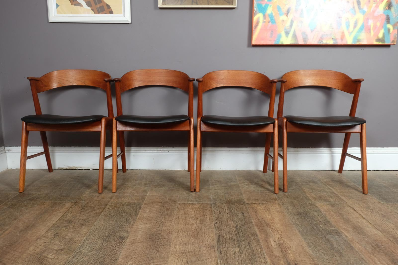Set of 4 Vintage Danish Model 32 Teak Dining Chairs by Kai Kristiansen