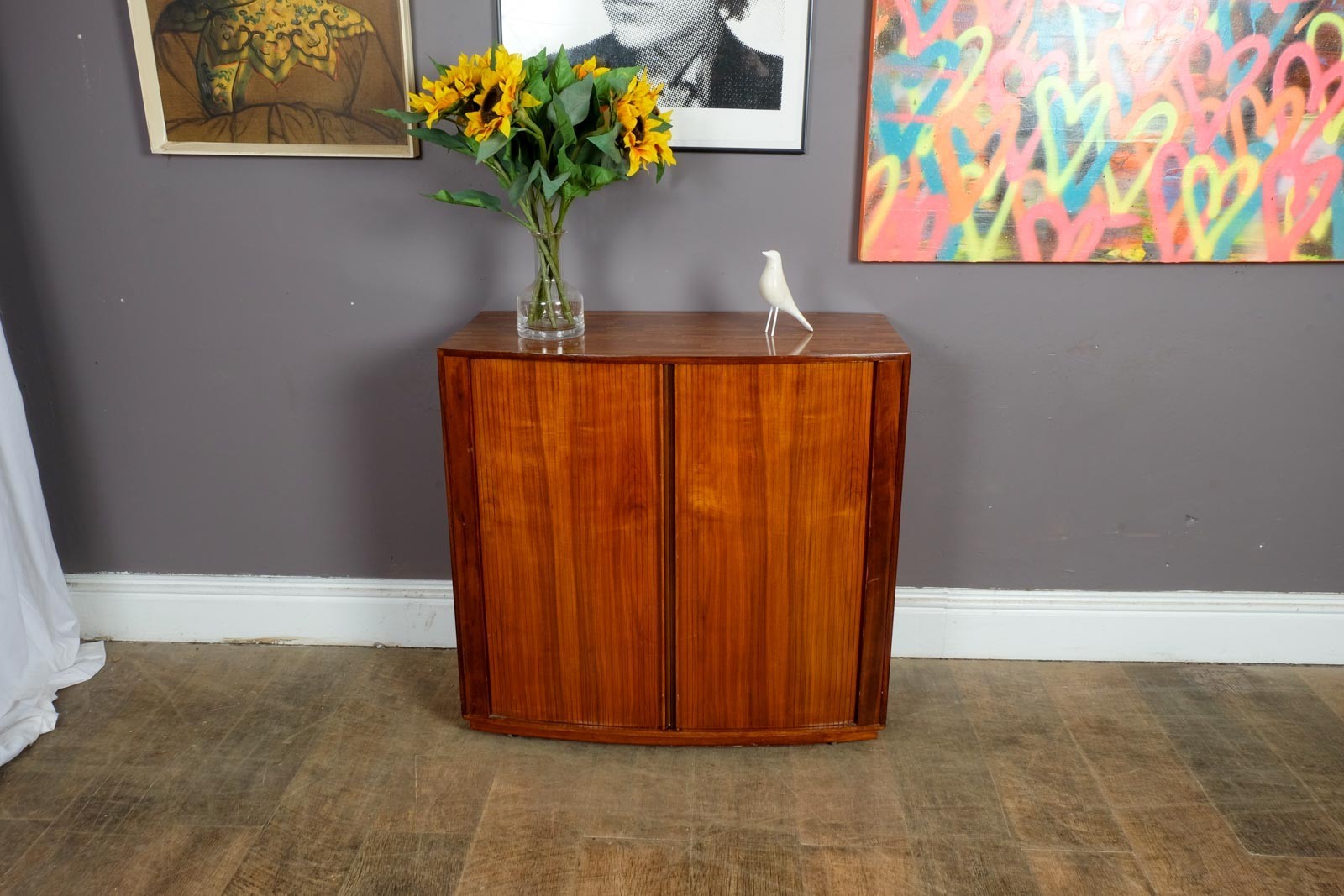 Vintage Retro Danish Style teak Cabinet with Tambour Door