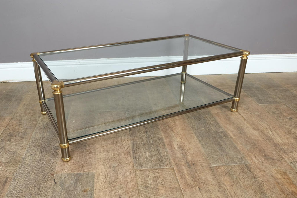 Vintage Retro Chrome and Brass 1970s Coffee Table