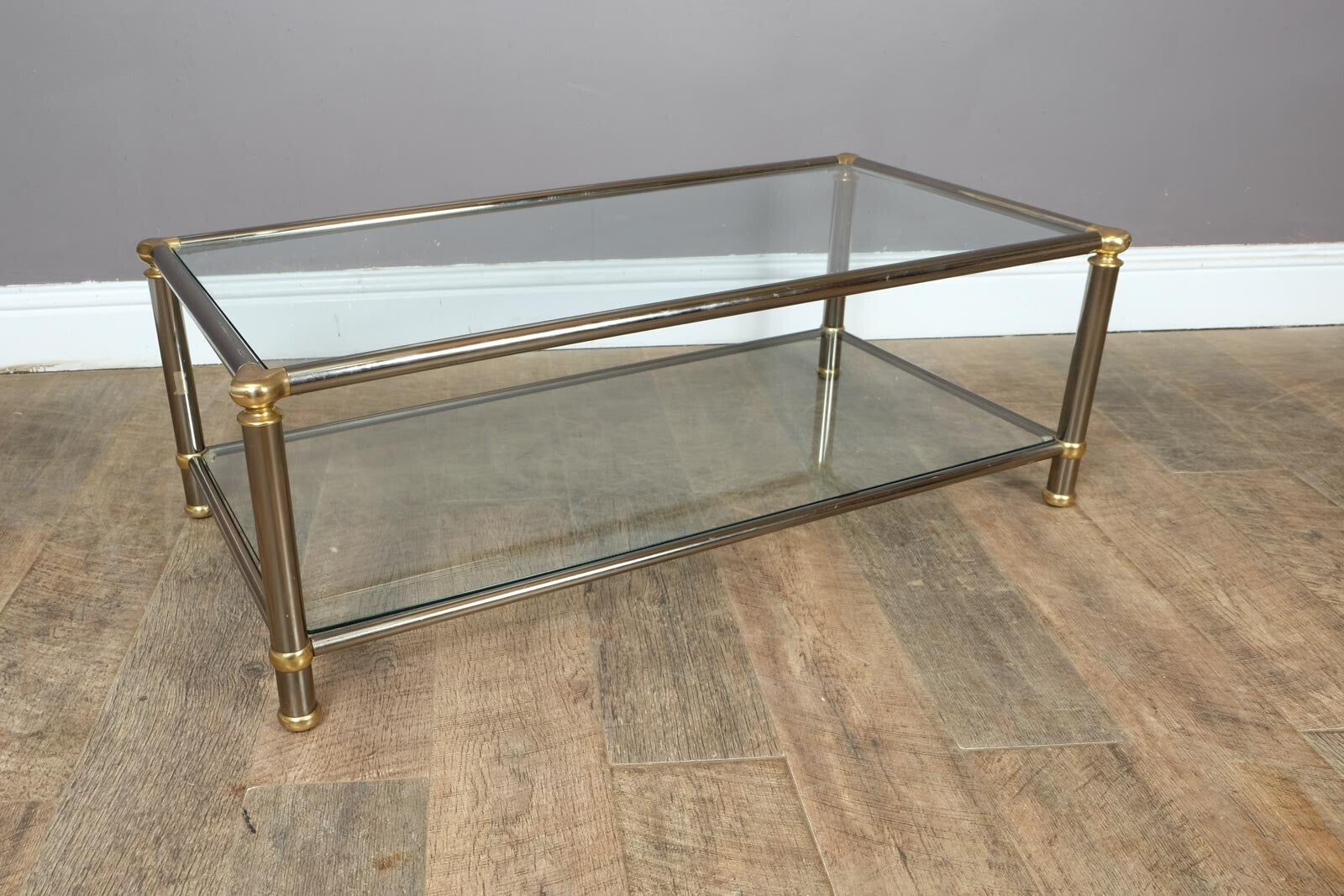 Vintage Retro Chrome and Brass 1970s Coffee Table