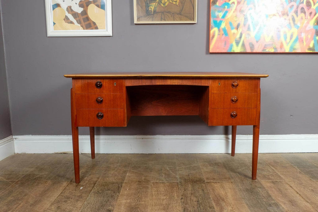 Vintage Danish Mid Century Teak Desk by P.A. Nielsen and Co