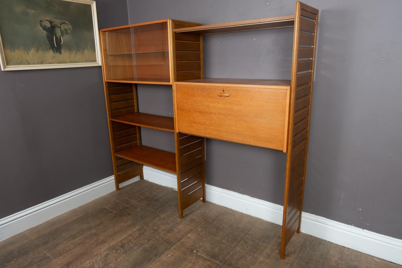 Vintage Retro 2 bays of Teak Wooden Ladderax - record storage