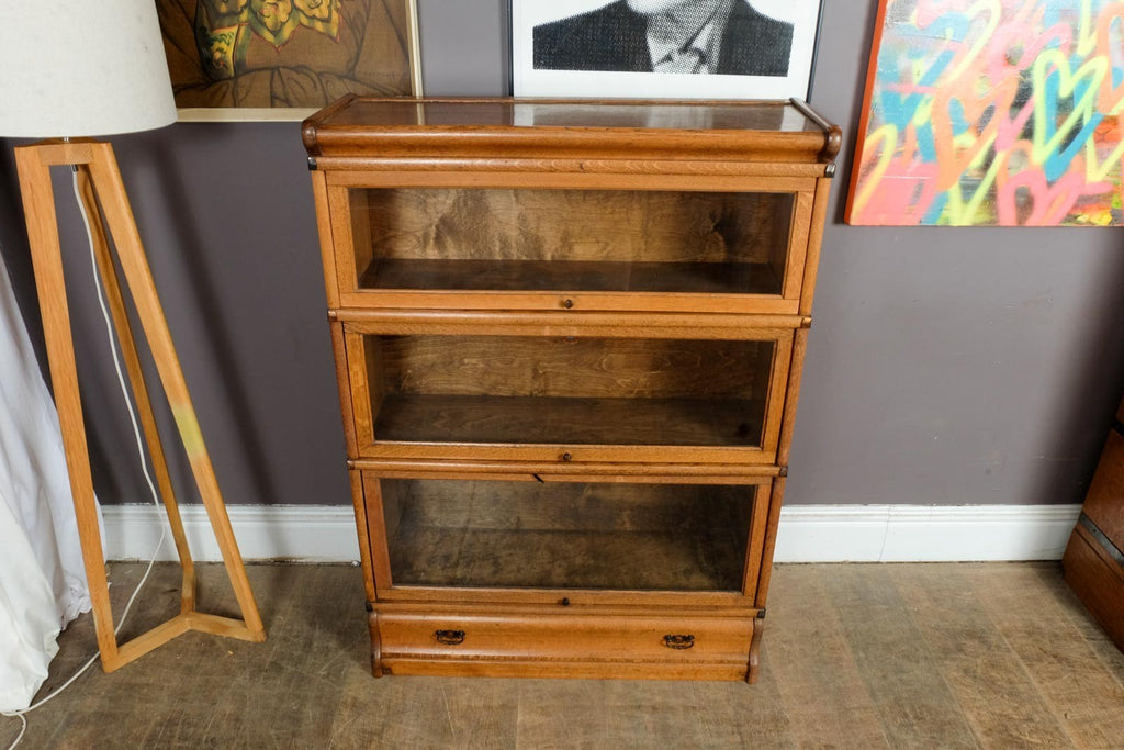 Antique Light Oak Stackable Barrister Bookcase Display Cabinet by Globe Wernicke