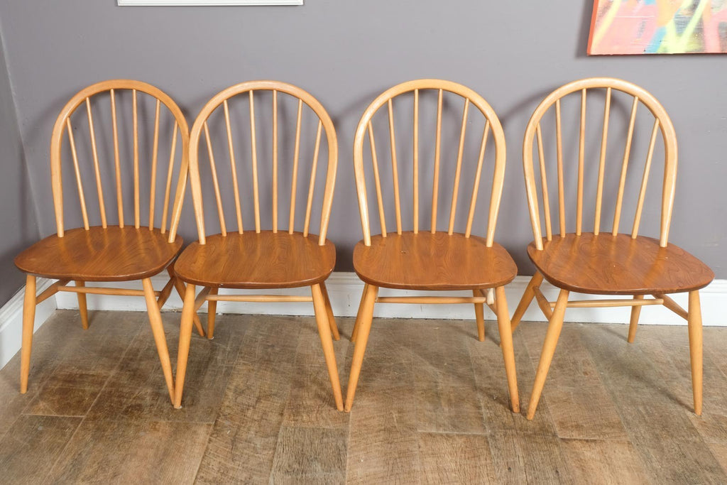 Vintage RetroErcol Light Elm Drop Leaf Table and 4 Windsor Chairs