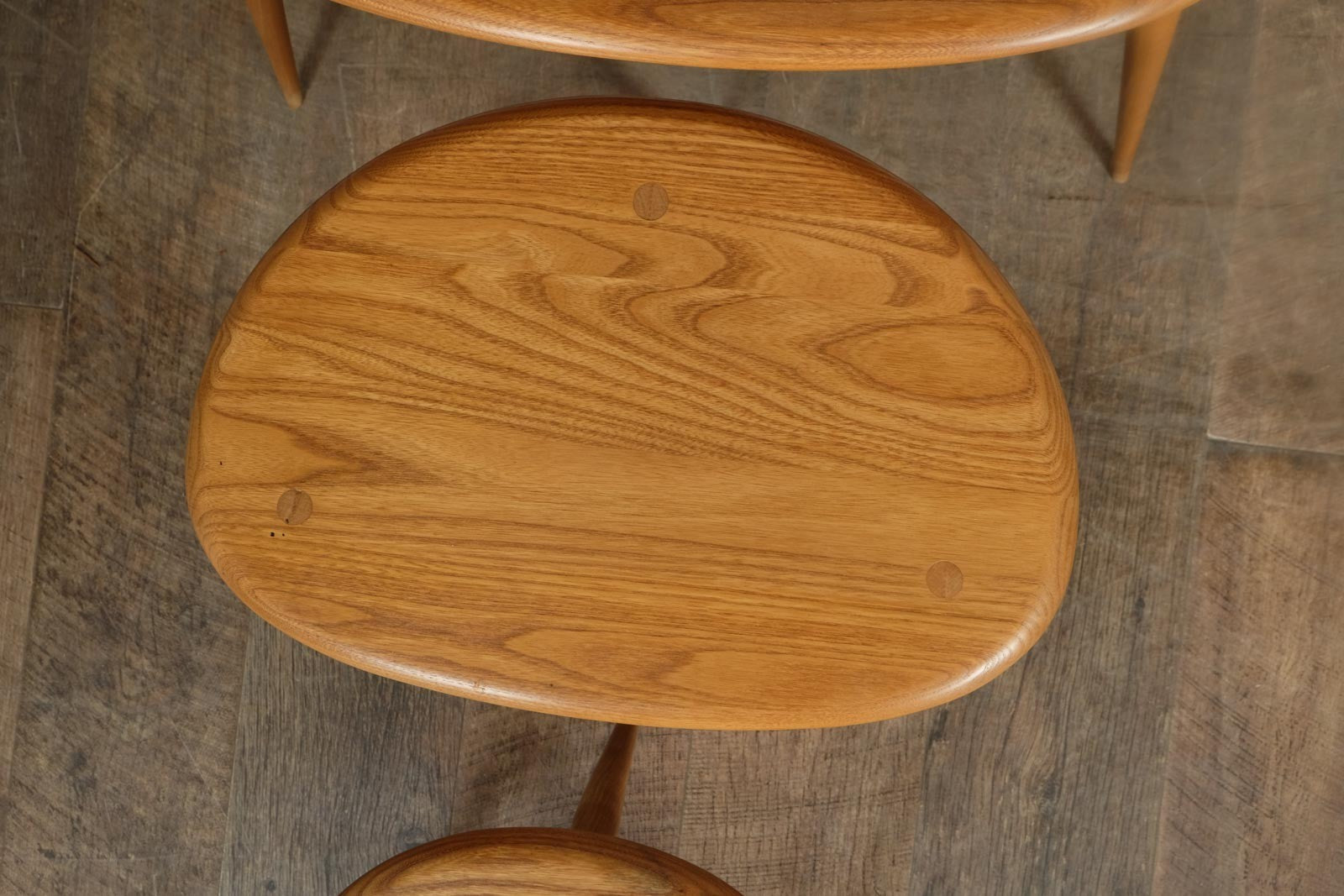 Vintage Retro Ercol Light Elm Pebble Tables