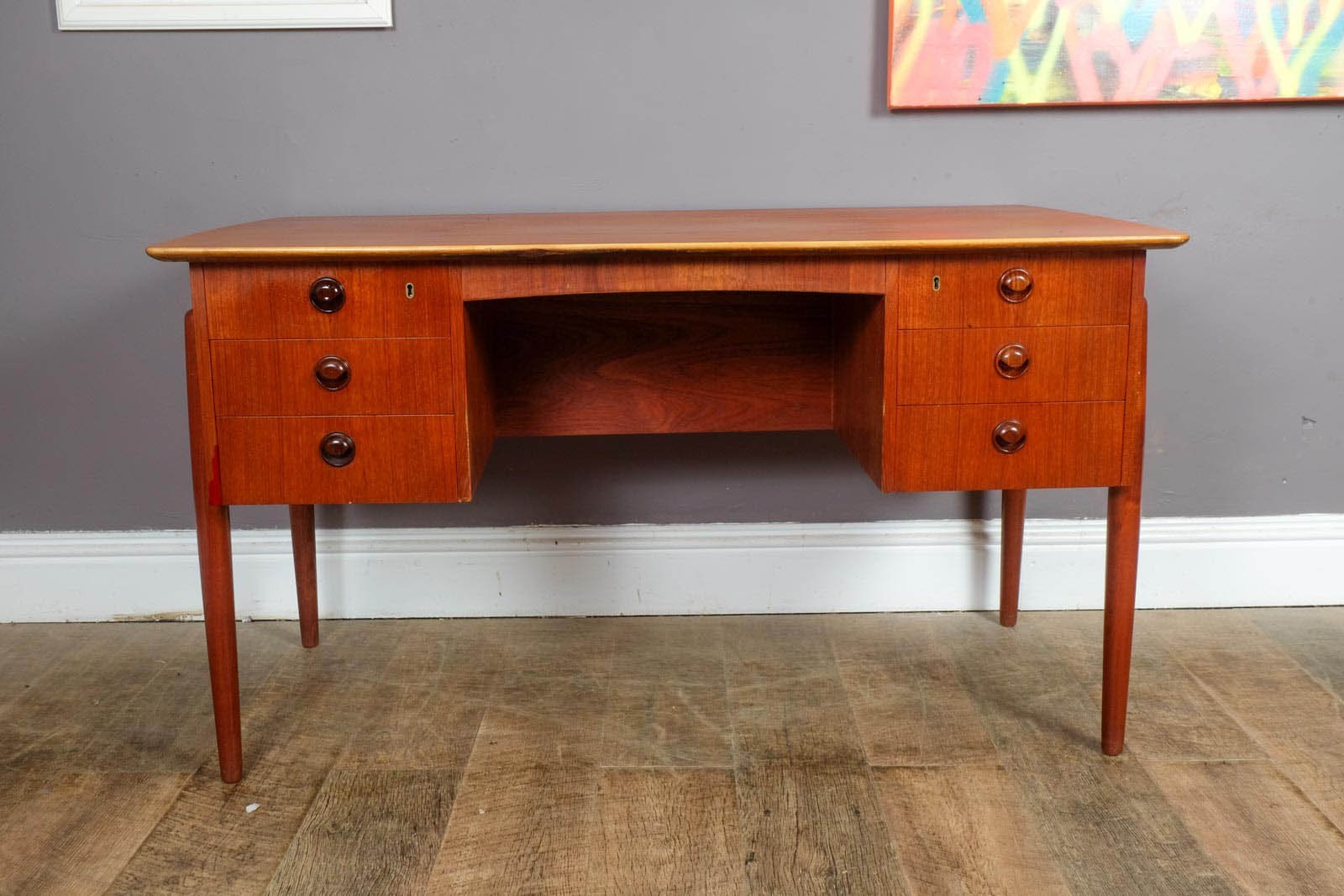 Vintage Danish Mid Century Teak Desk by P.A. Nielsen and Co