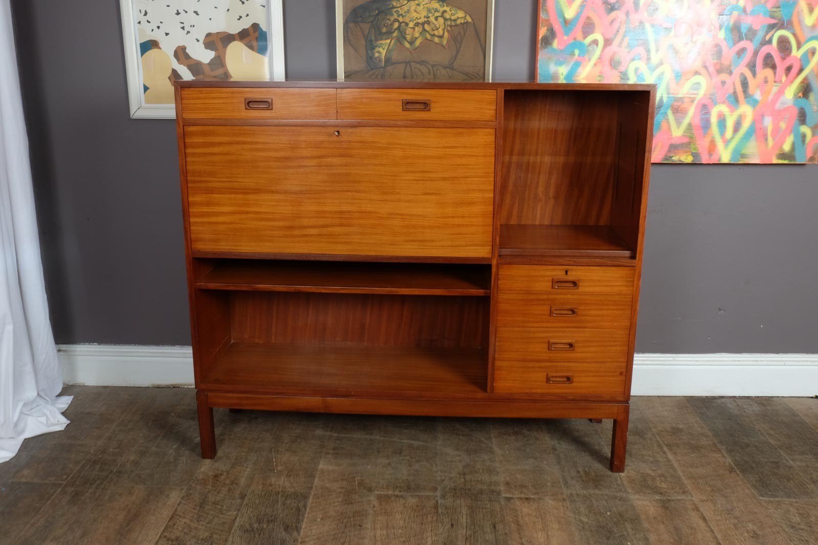 Vintage Retro MOD Highboard Sideboard Teak Desk Wall Unit