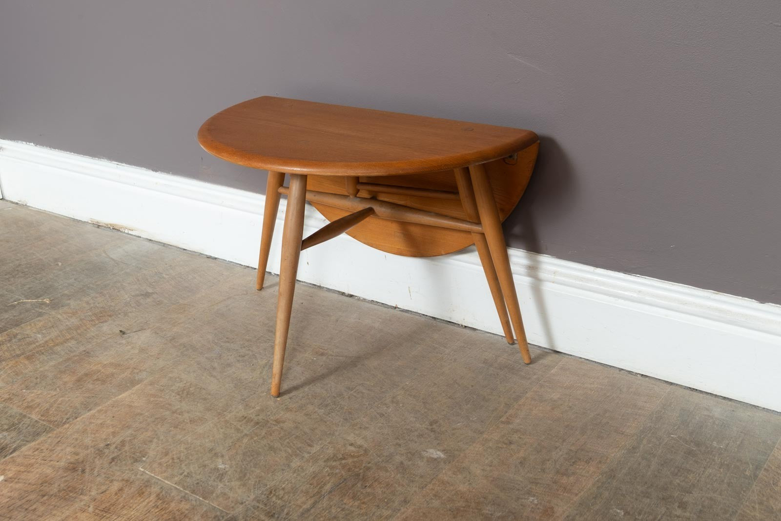 Vintage Ercol Light Elm Drop Leaf Side Table