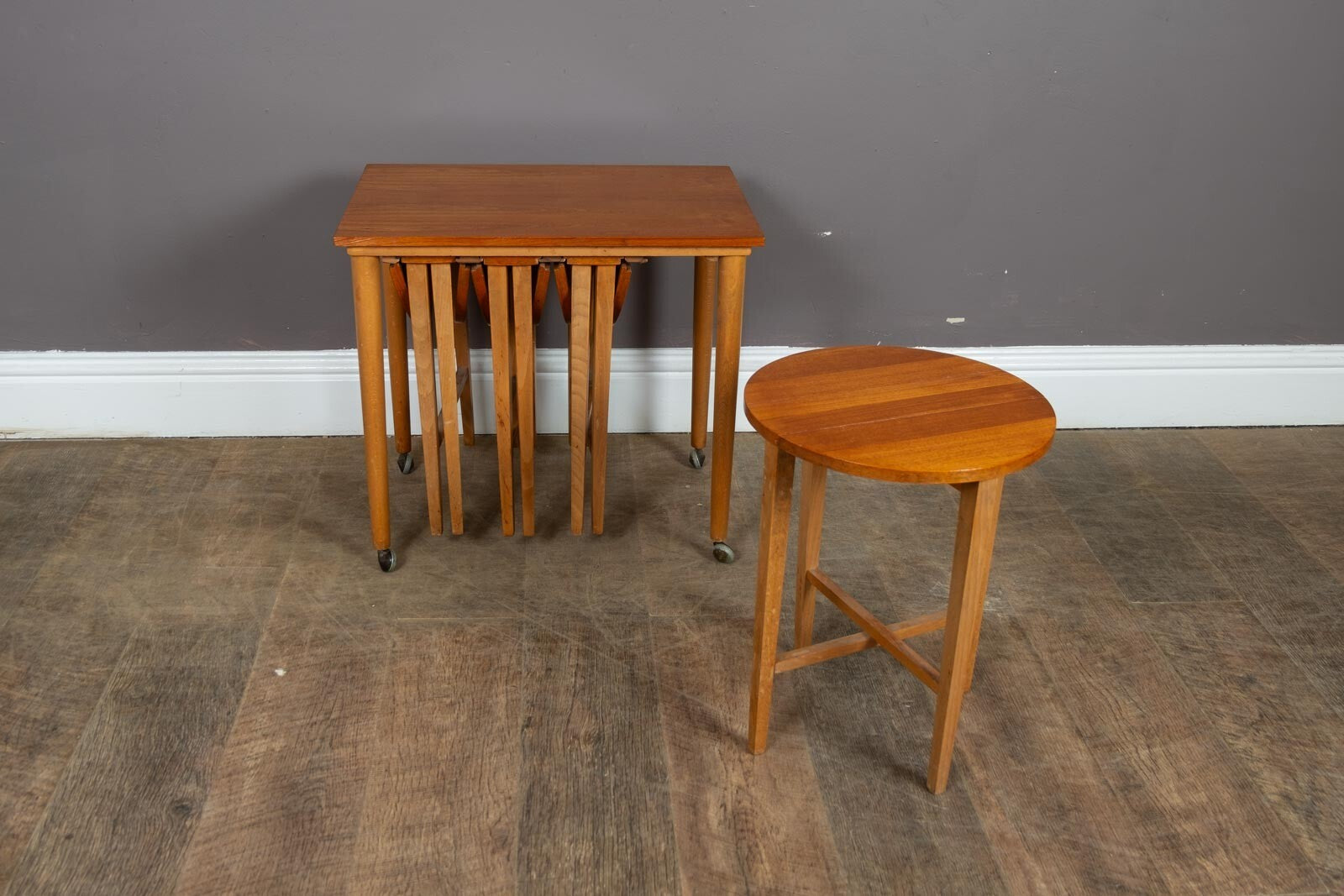 Vintage Retro Mid Century Teak Nest of 5 Tables