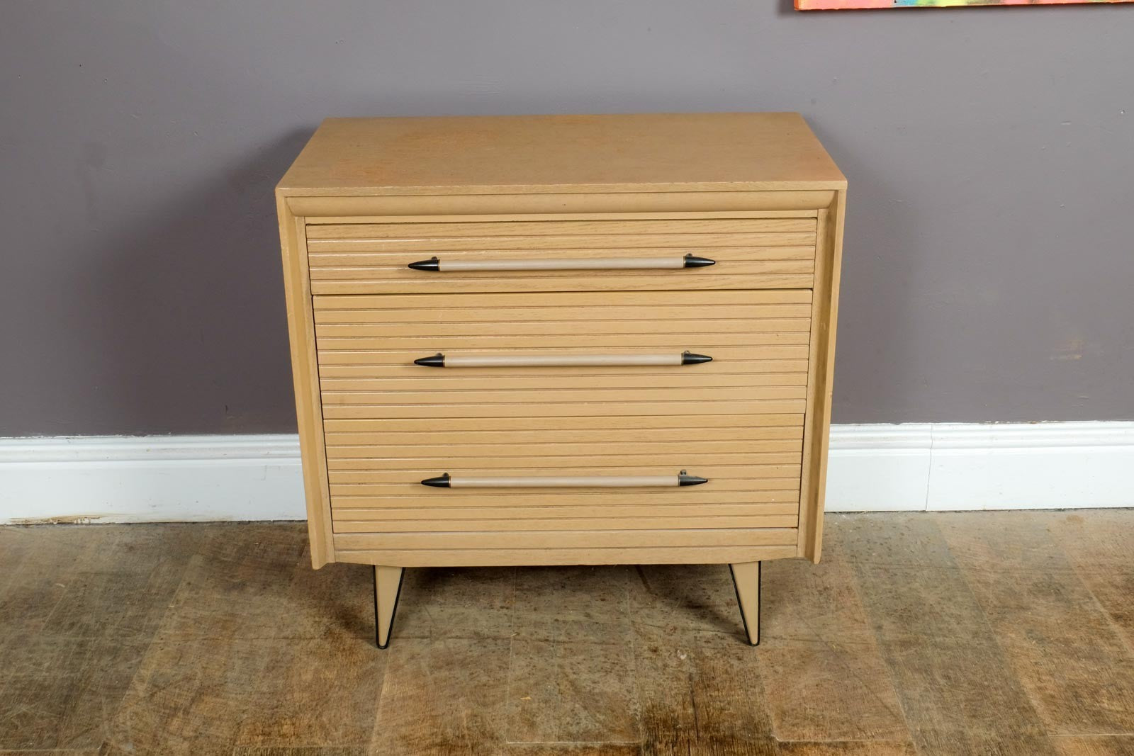 Vintage Retro Lightwood Chest of 3 Drawers by Lebus