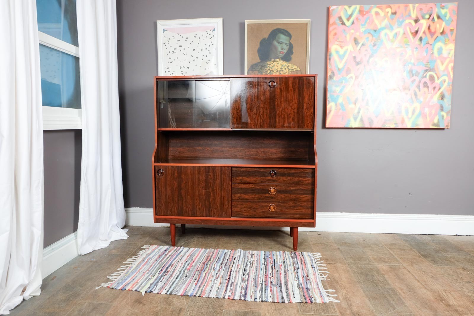 Vintage Retro Rosewood Mid Century Highboard by Schreiber