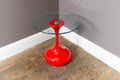 Vintage Pop Art Style Red and Glass Side Table