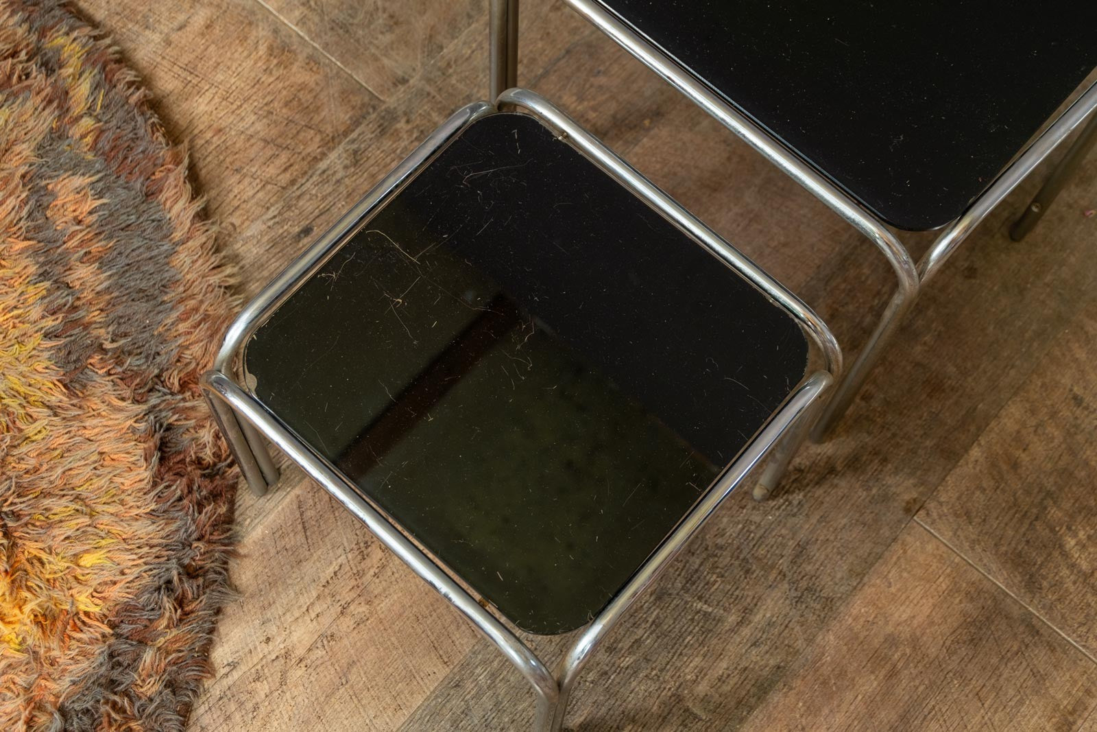 Vintage Retro Chrome and Glass Nesting Tables