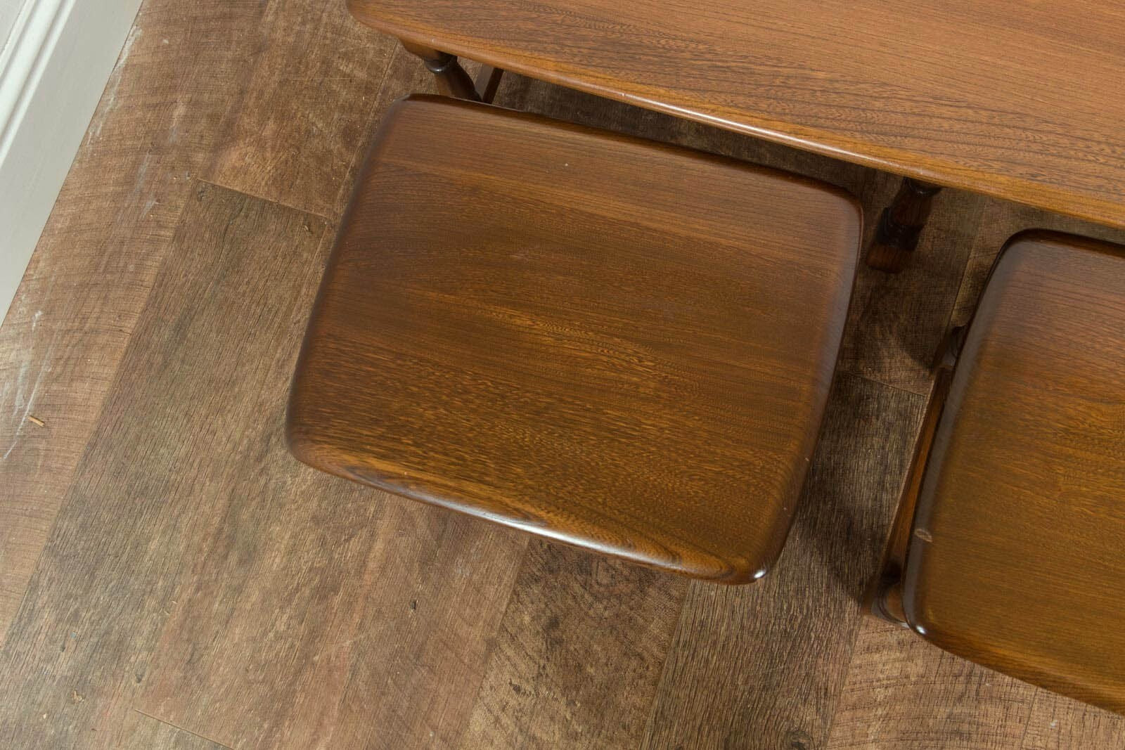 Vintage Retro Ercol Old Colonial Trinity Dark Elm Nest of Tables