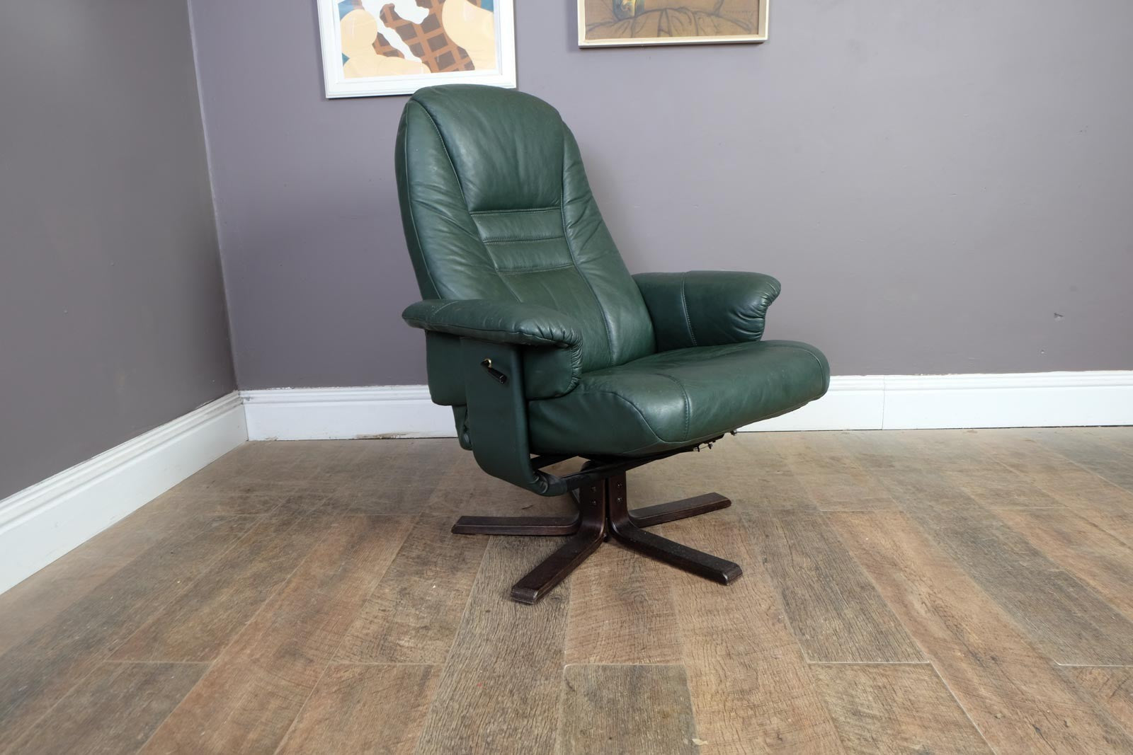 Vintage Retro Danish Reclining Armchair and Footstool by Unico