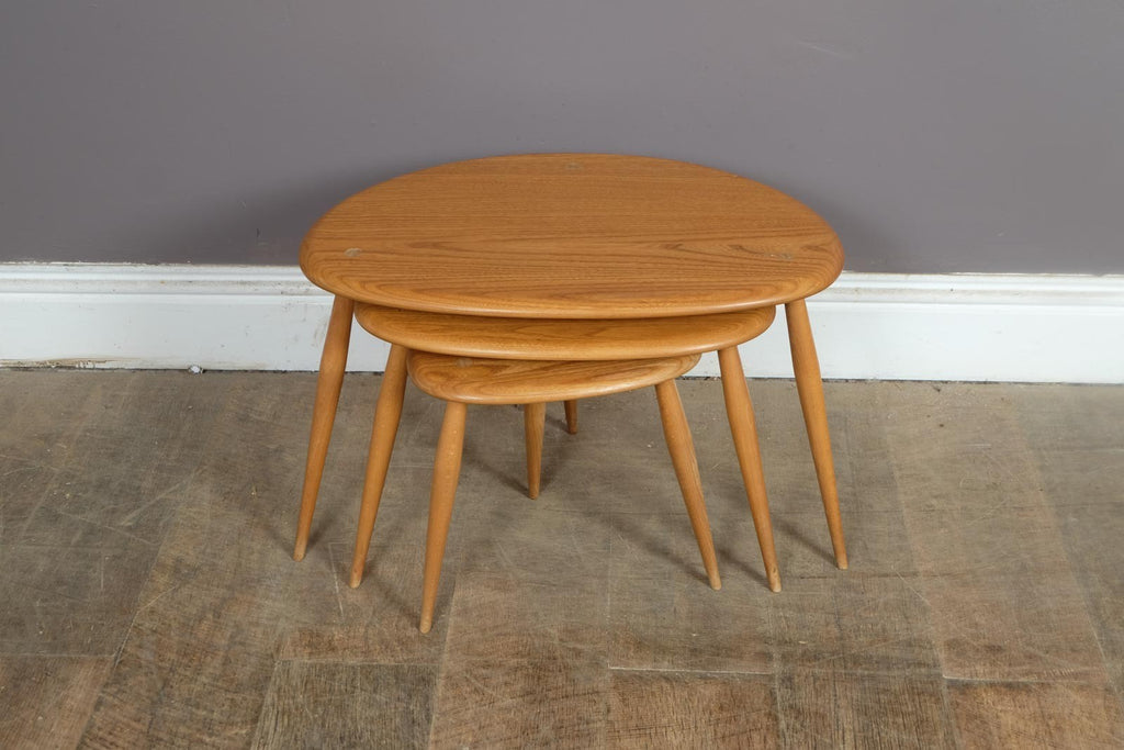 Vintage Retro Ercol Light Elm Pebble Tables