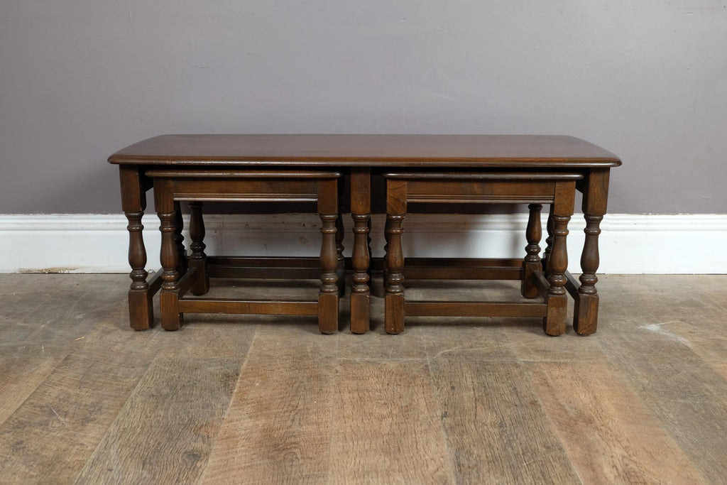 Vintage Retro Ercol Colonial Nesting Tables in Dark Elm