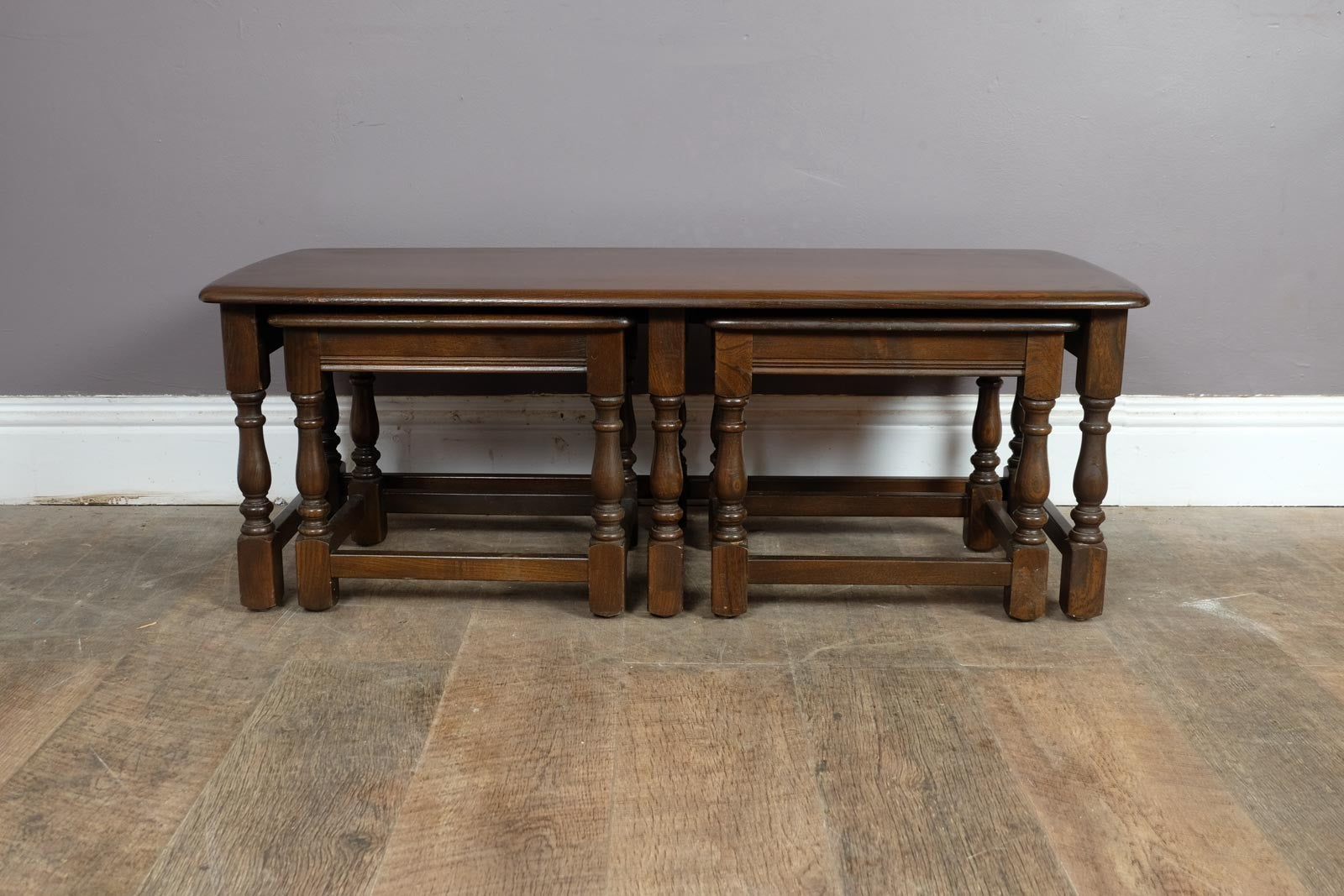 Vintage Retro Ercol Colonial Nesting Tables in Dark Elm