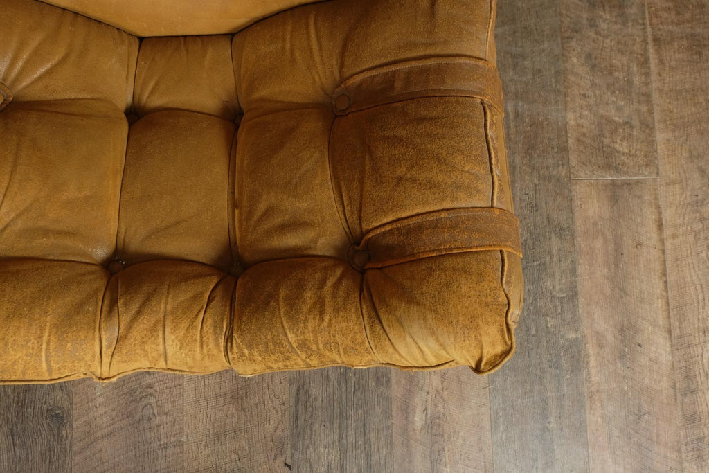 Vintage Retro Mid Century Distressed Leather Swivel Armchair