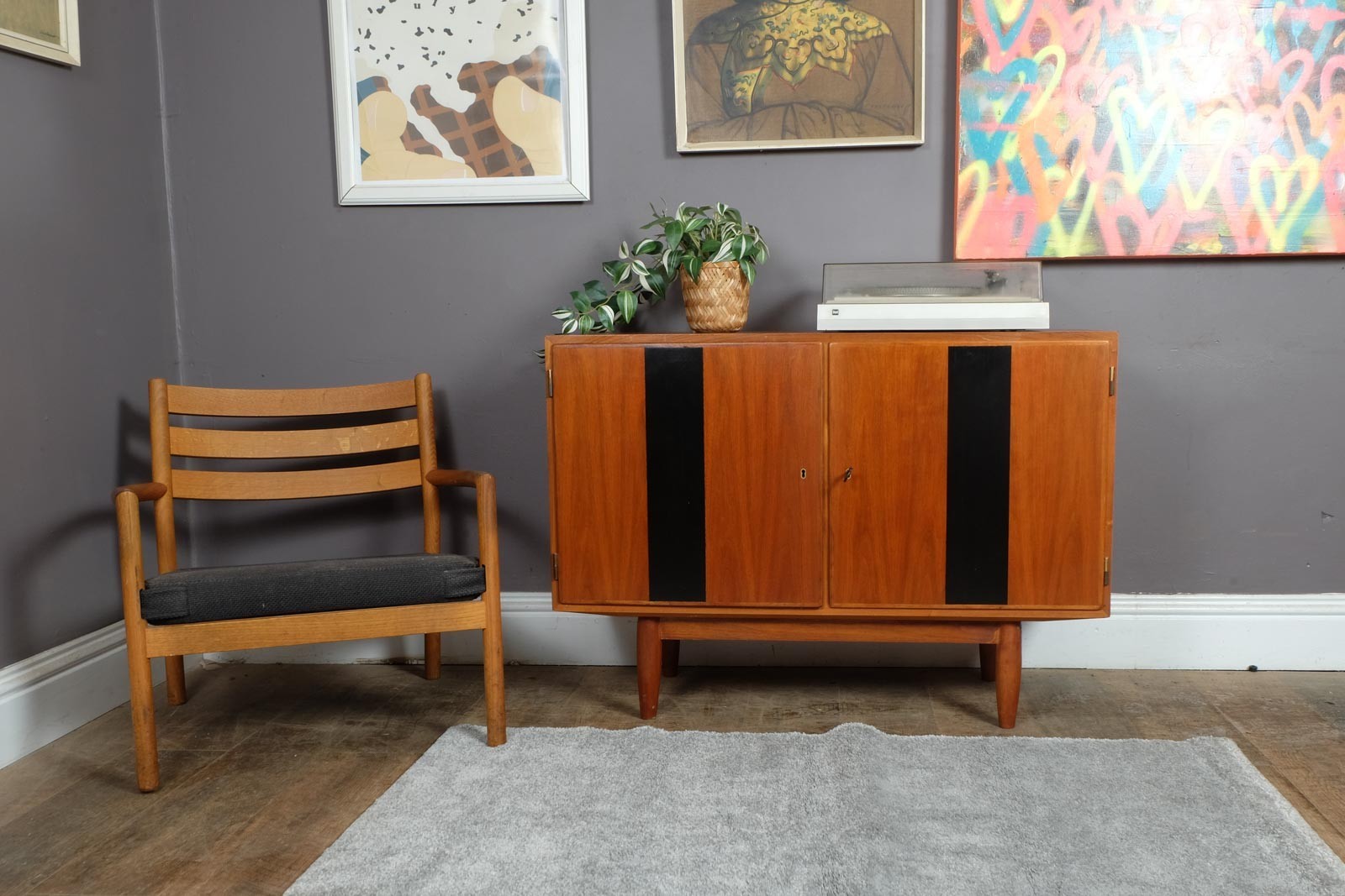Vintage Retro Danish Paul Hundevad Record Cabinet Sideboard