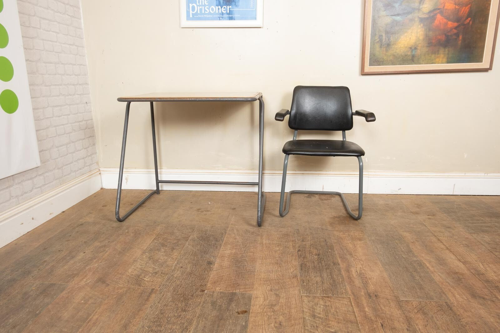 Vintage Retro Small Industrial School Desk and Chair - 10 available