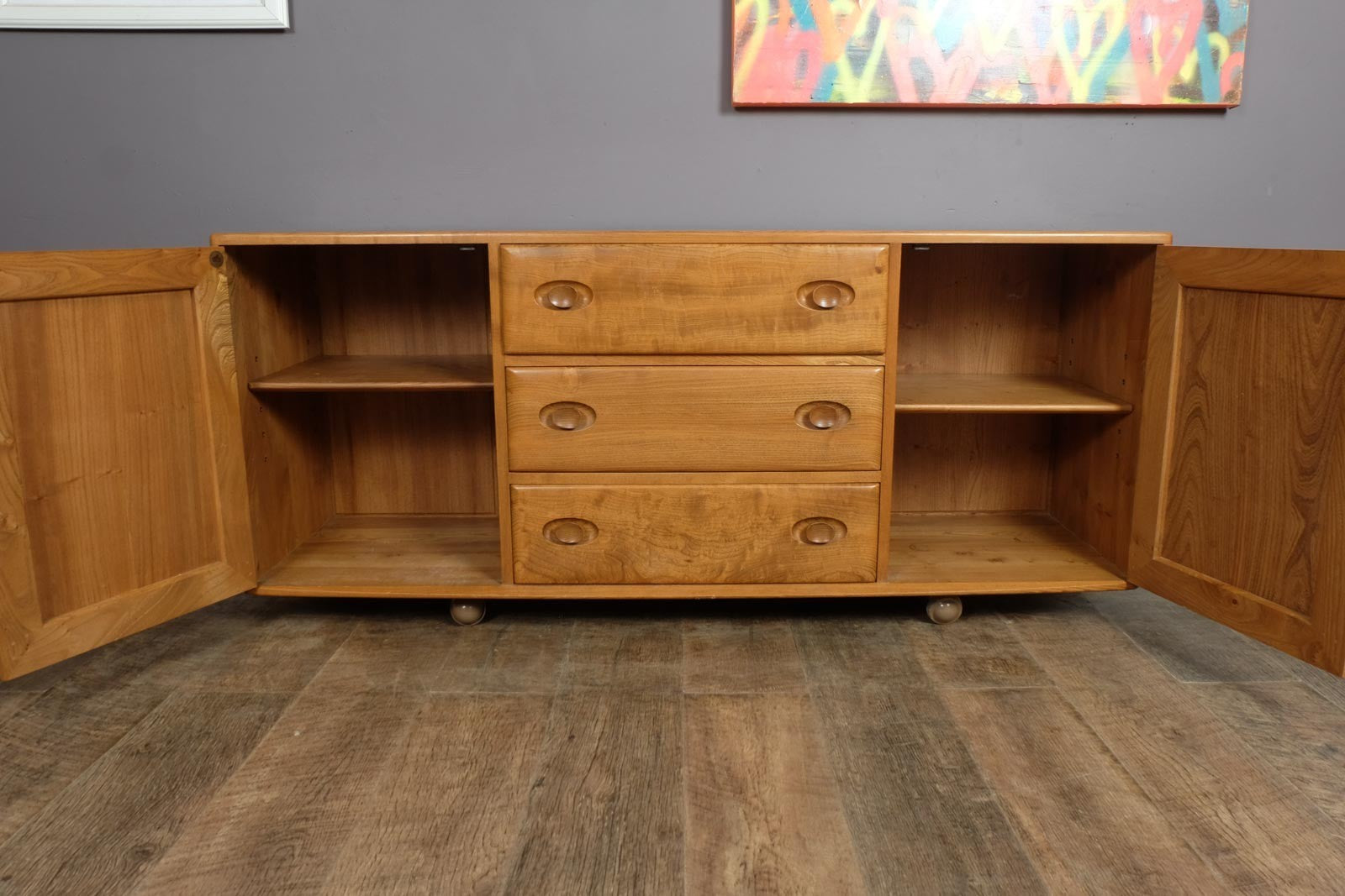 Vintage Ercol Light Elm Sideboard Model 455