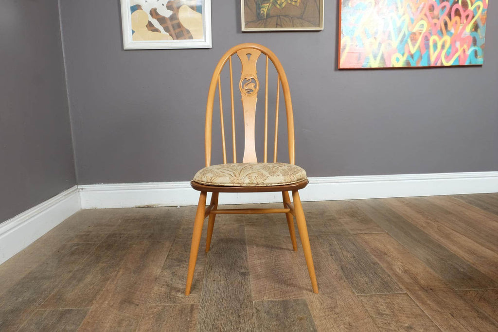 Vintage Ercol Light Elm Oval Southwold DIning Table and 6 Swan Back Chairs