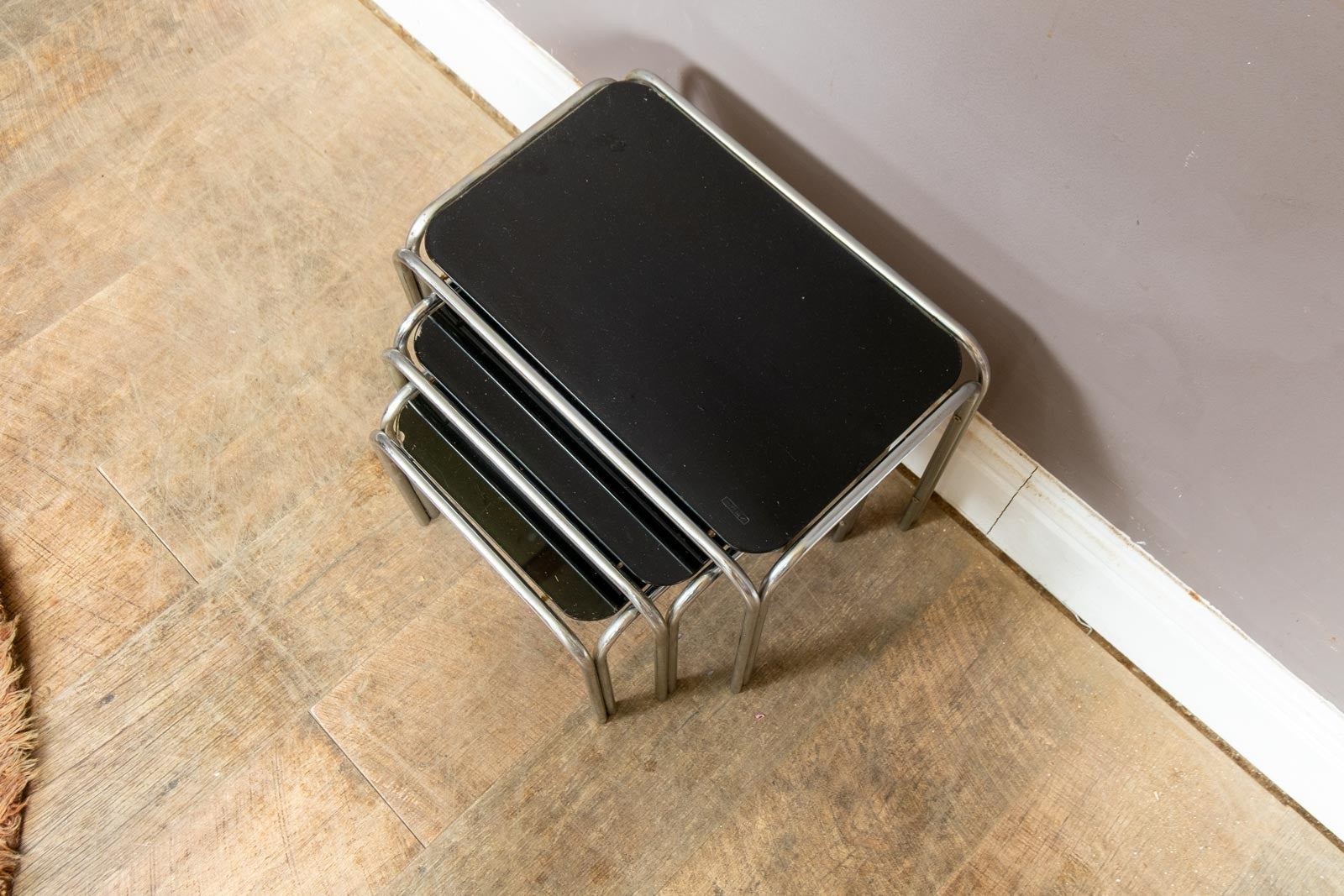 Vintage Retro Chrome and Glass Nesting Tables