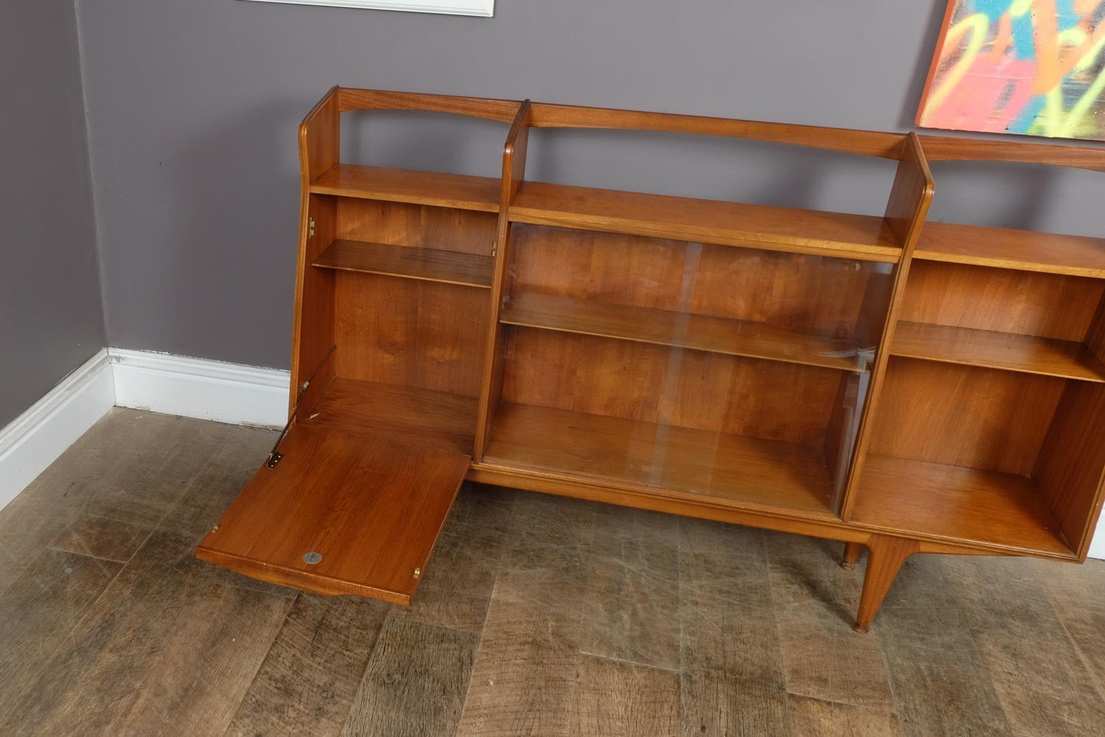 Vintage Mid Century Glazed Teak Bookcase by McIntosh
