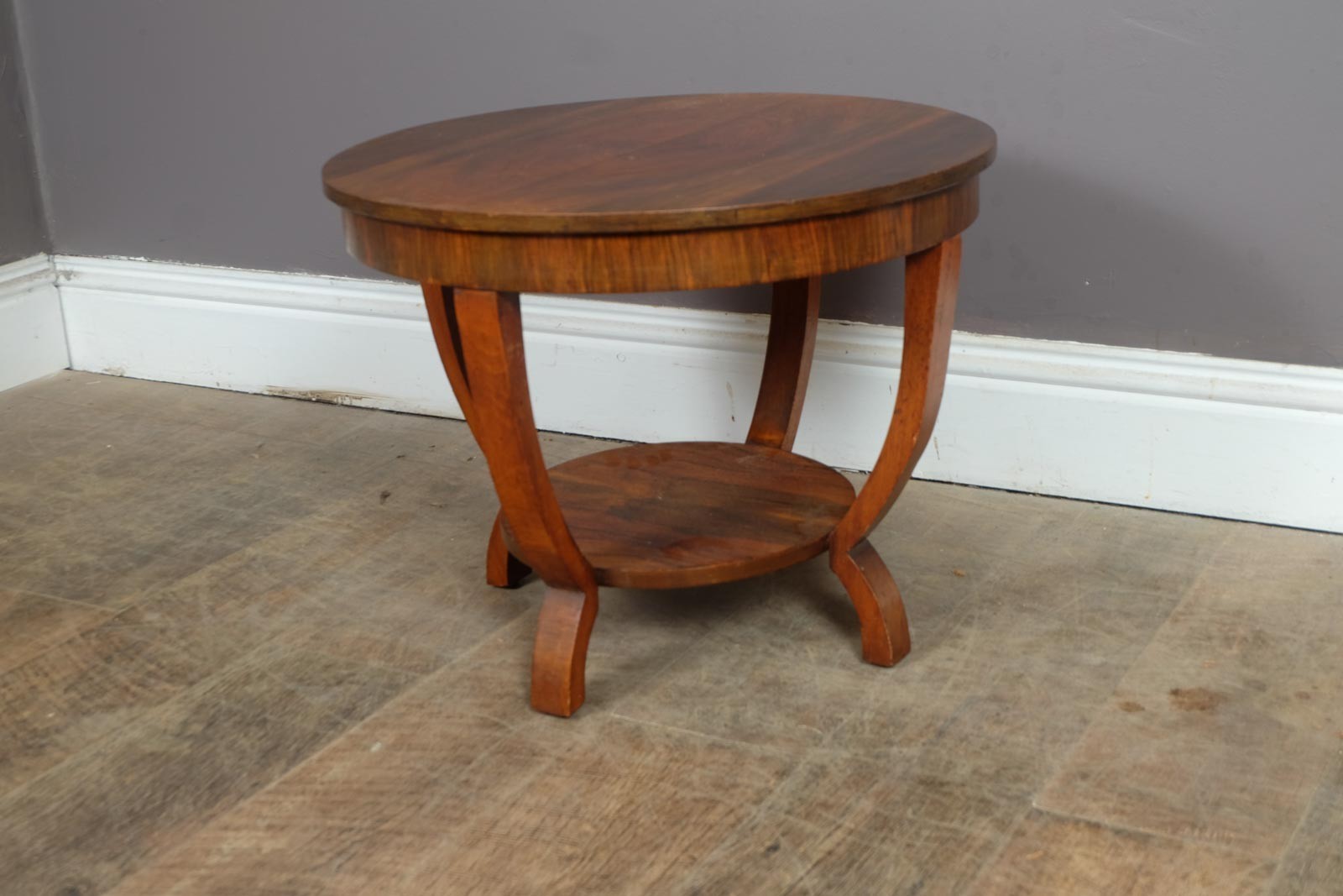 Antique Art Deco Figured Walnut Side Table