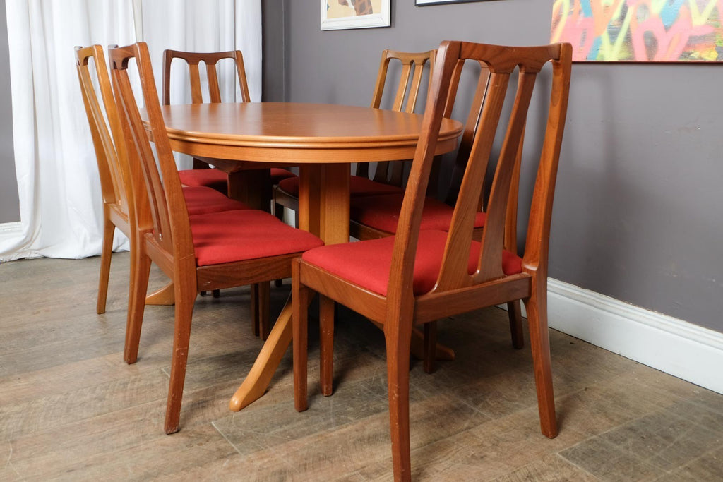 Vintage Mid Century Oval Teak DIning Table and 6 Chairs by Nathan Furniture