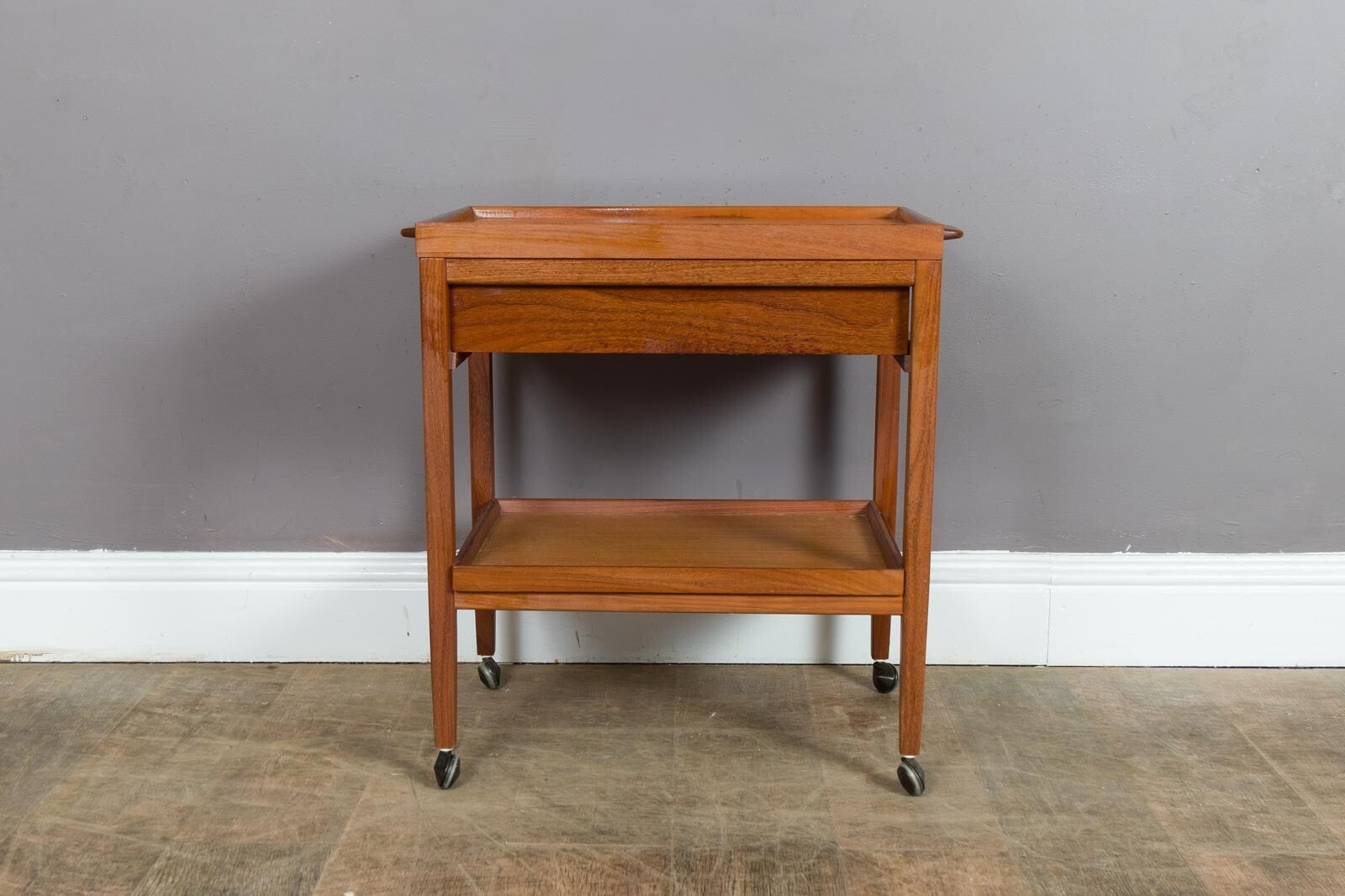 Vintage Mid Century Danish Teak Drinks Trolley Tea Trolley