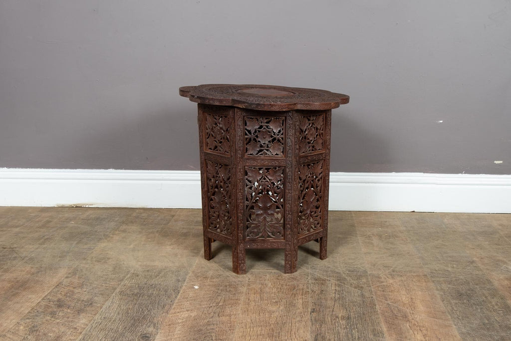 Vintage Retro Ornate Carbed Mahogany Indian Plant Stand