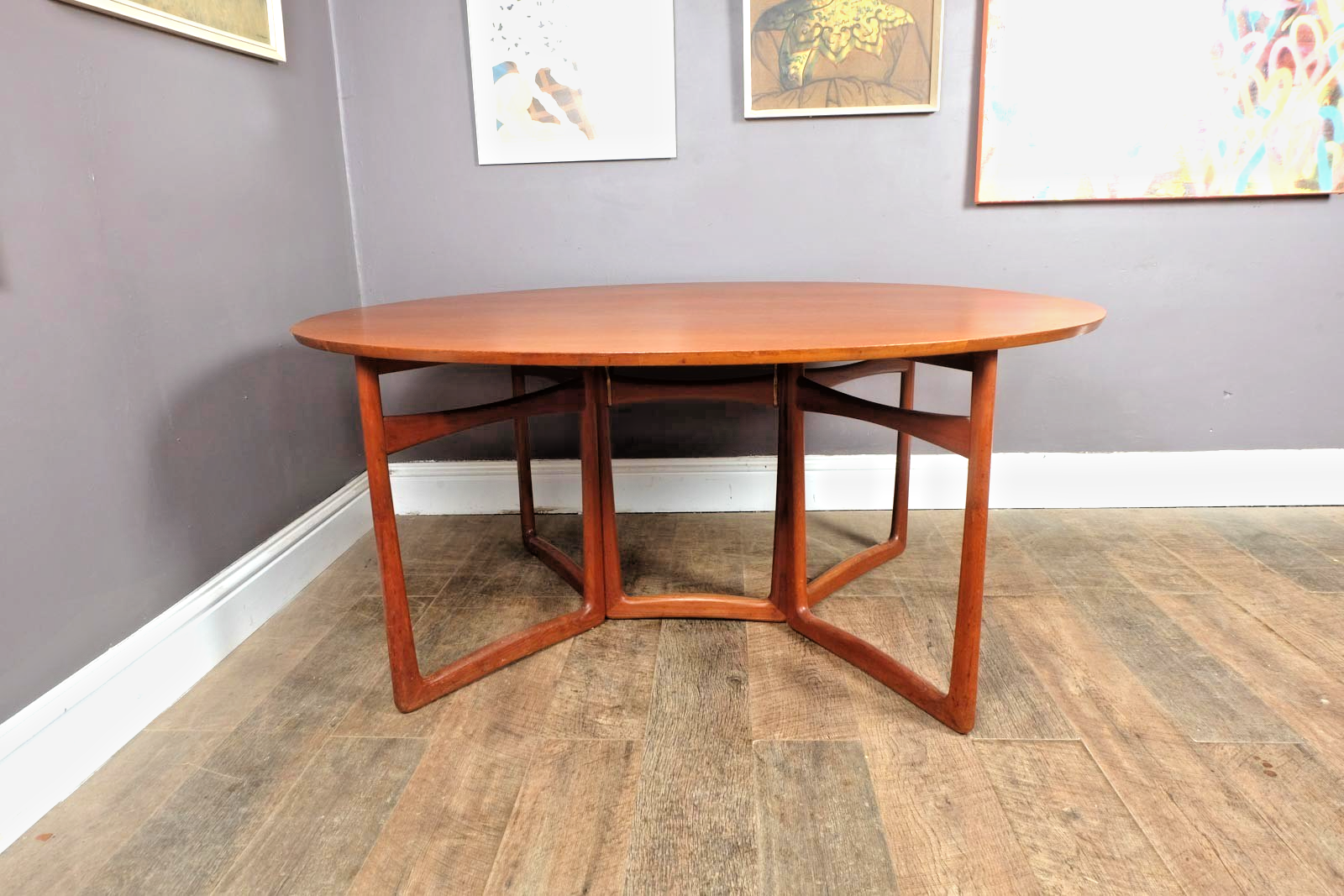 Peter Hvidt Teak Gateleg Drop Leaf Dining Table France & Son Danish Mid Century