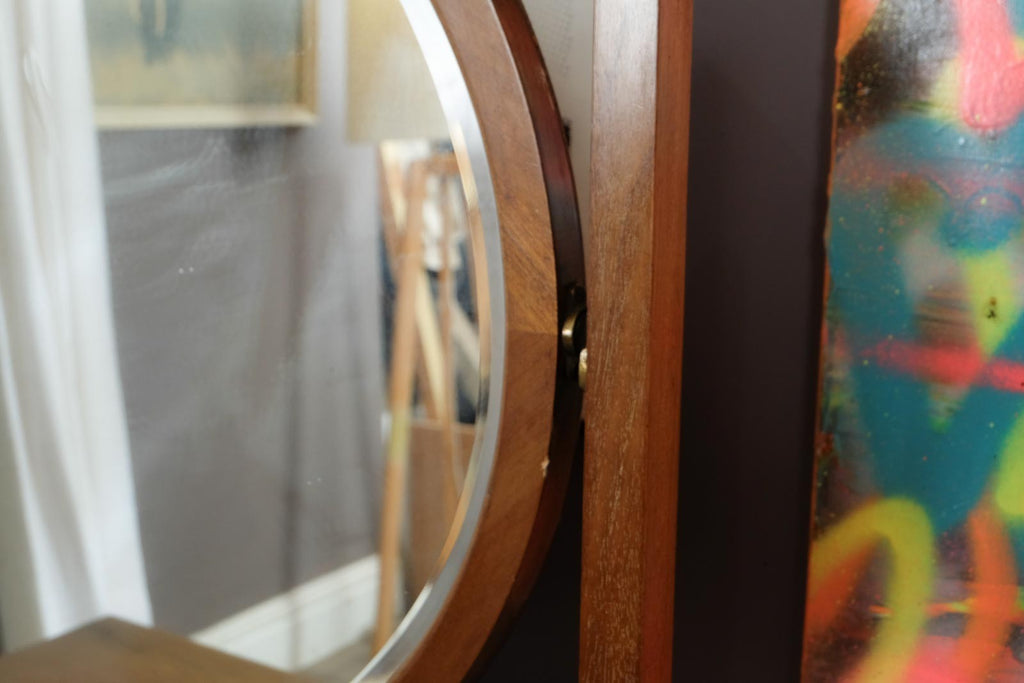 Vintage Oak Dressing Table with Oval Mirror