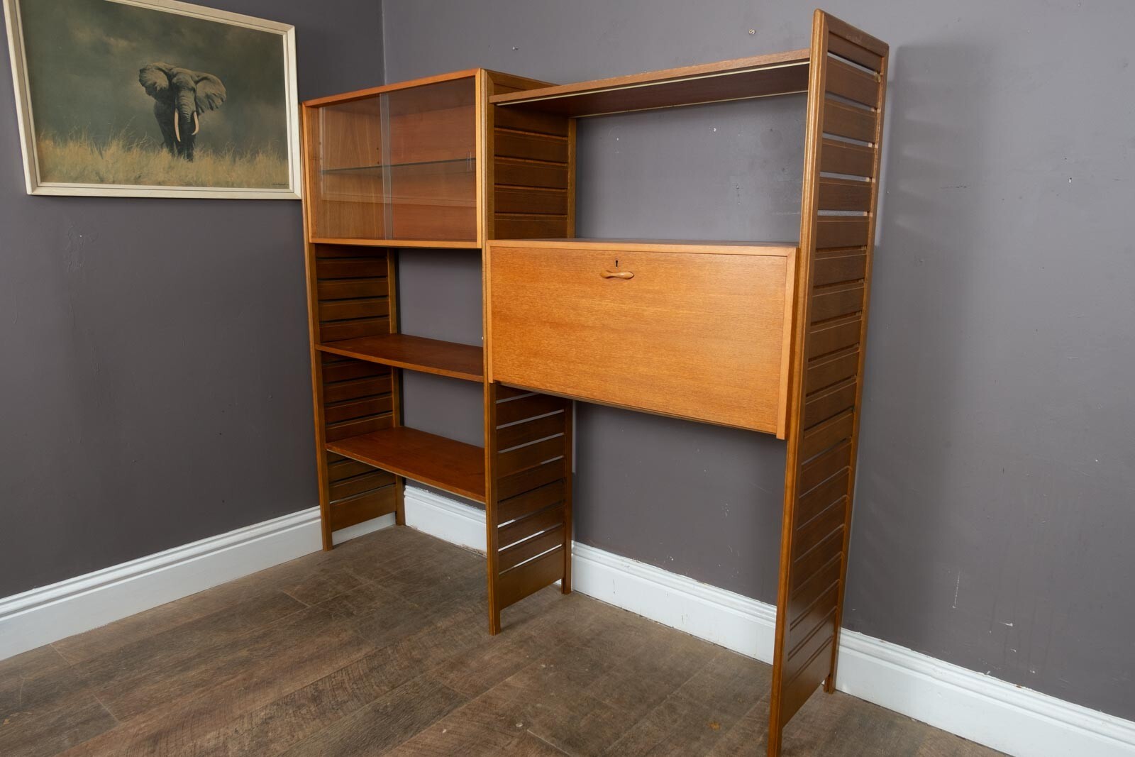 Vintage Retro 2 bays of Teak Wooden Ladderax - record storage