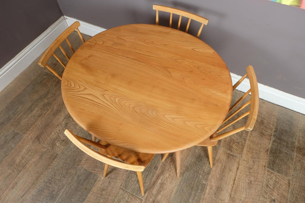 Vintage Retro Ercol Breakfast Table and 4 Stick Back Chairs