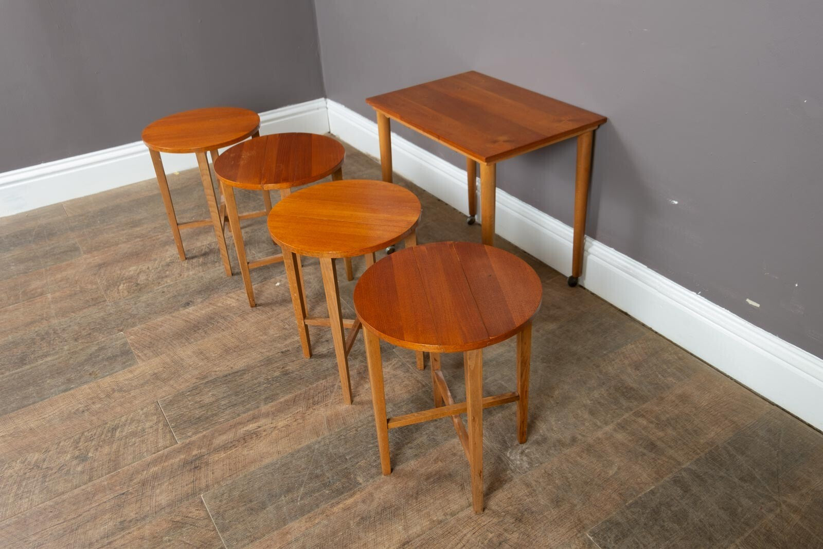 Vintage Retro Mid Century Teak Nest of 5 Tables